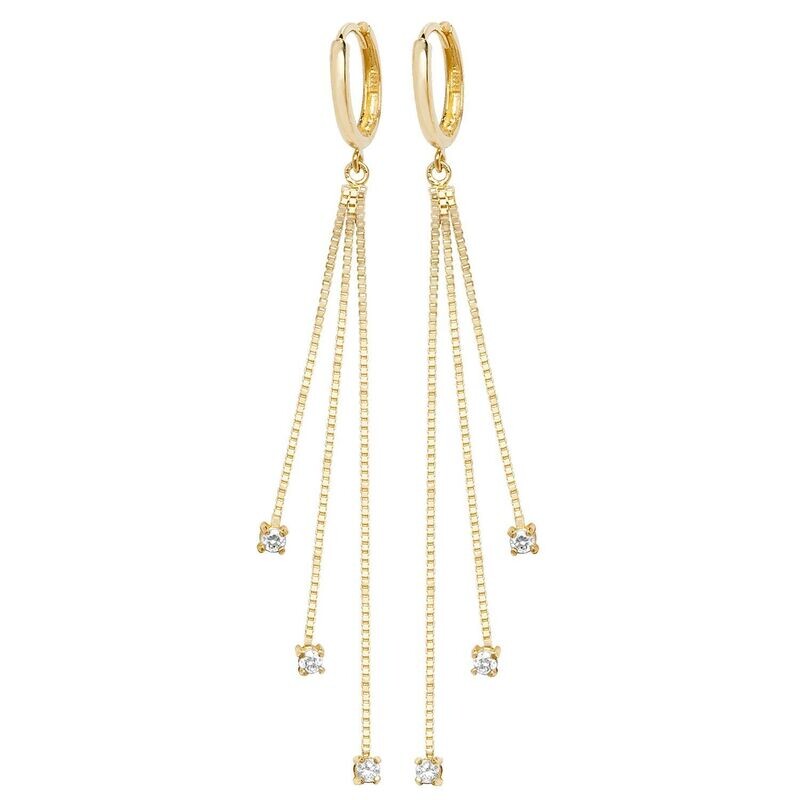 A Pair of 9 Carat Gold Cubic Zirconia Drop Earrings