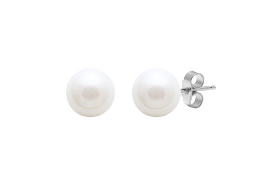 Freshwater Cultured Pearl Stud Earrings 9 Carat White Gold 9.5-10 mm