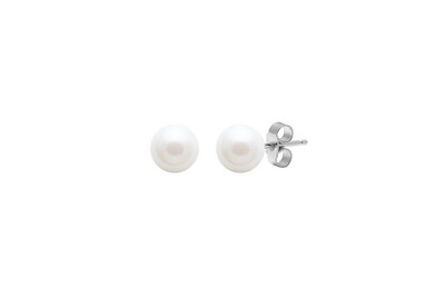 Freshwater Cultured Pearl Stud Earrings 9 Carat White Gold 5 - 5.5 mm