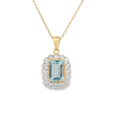 A 9 Carat Gold Vintage Inspired Blue Topaz And Diamond Pendant