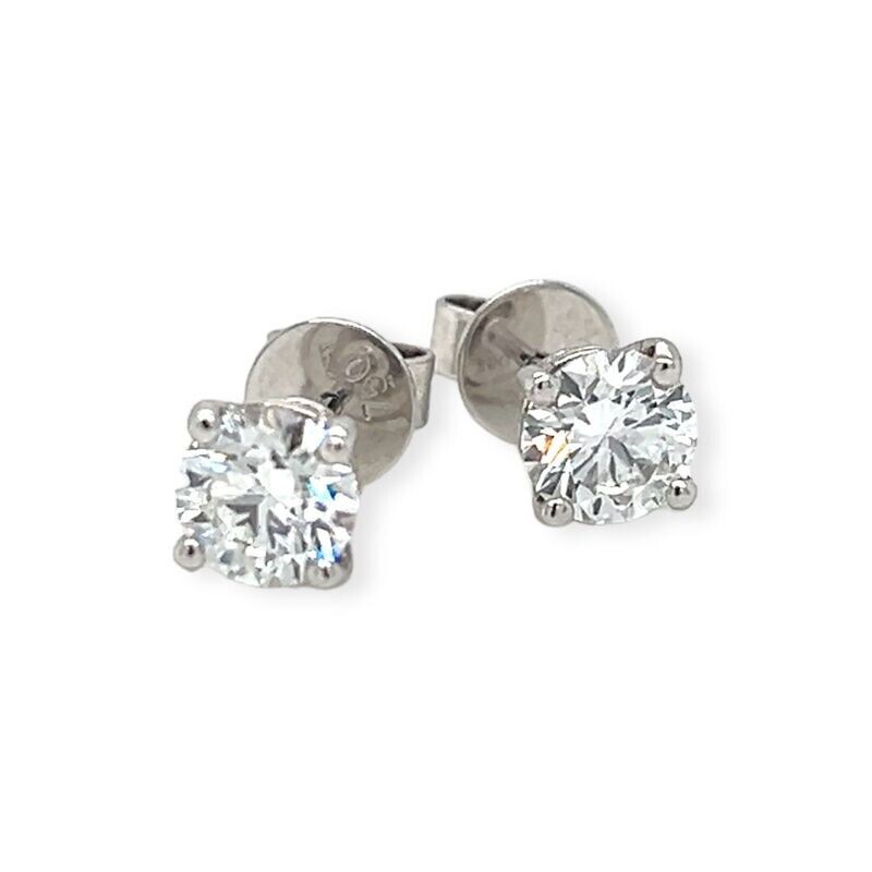 A Pair of Lab Grown Diamond Single Stone Stud Earrings 1.53 Carat E/VVS1