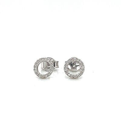 A Pair Of 9 Carat White gold Diamond Circle Stud Earrings