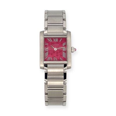 2006 Cartier Tank Francaise Steel Limited Edition W51030Q3 Raspberry Dial