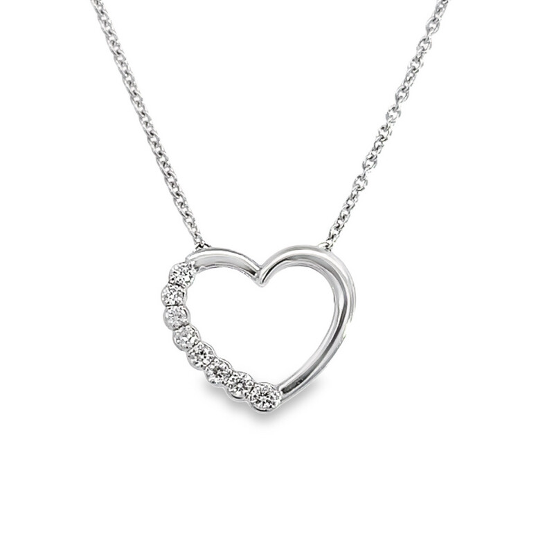 A Brilliant Cut Diamond Set Heart Pendant 18 Carat White Gold