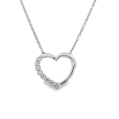 A Brilliant Cut Diamond Set Heart Pendant 18 Carat White Gold