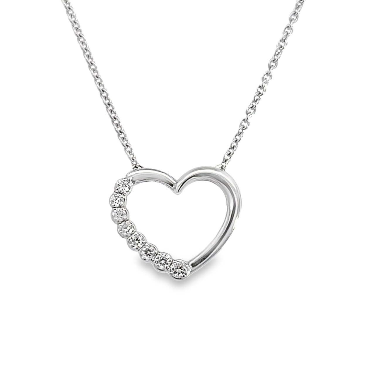 A Brilliant Cut Diamond Set Heart Pendant 18 Carat White Gold