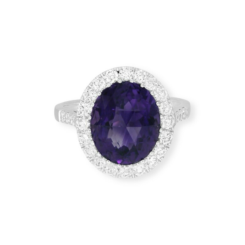 Amethyst and Diamond Dress Ring 18 Carat White Gold