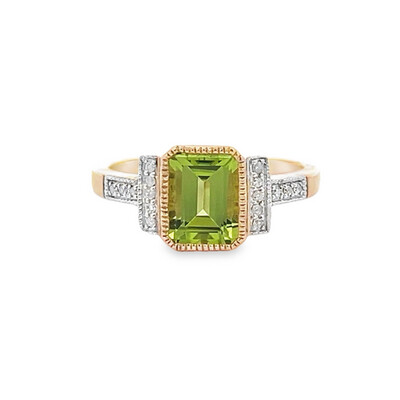 Peridot And Diamond Dress Ring 9 Carat Gold