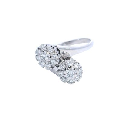 Diamond Cluster Crossover Ring 18 Carat White Gold