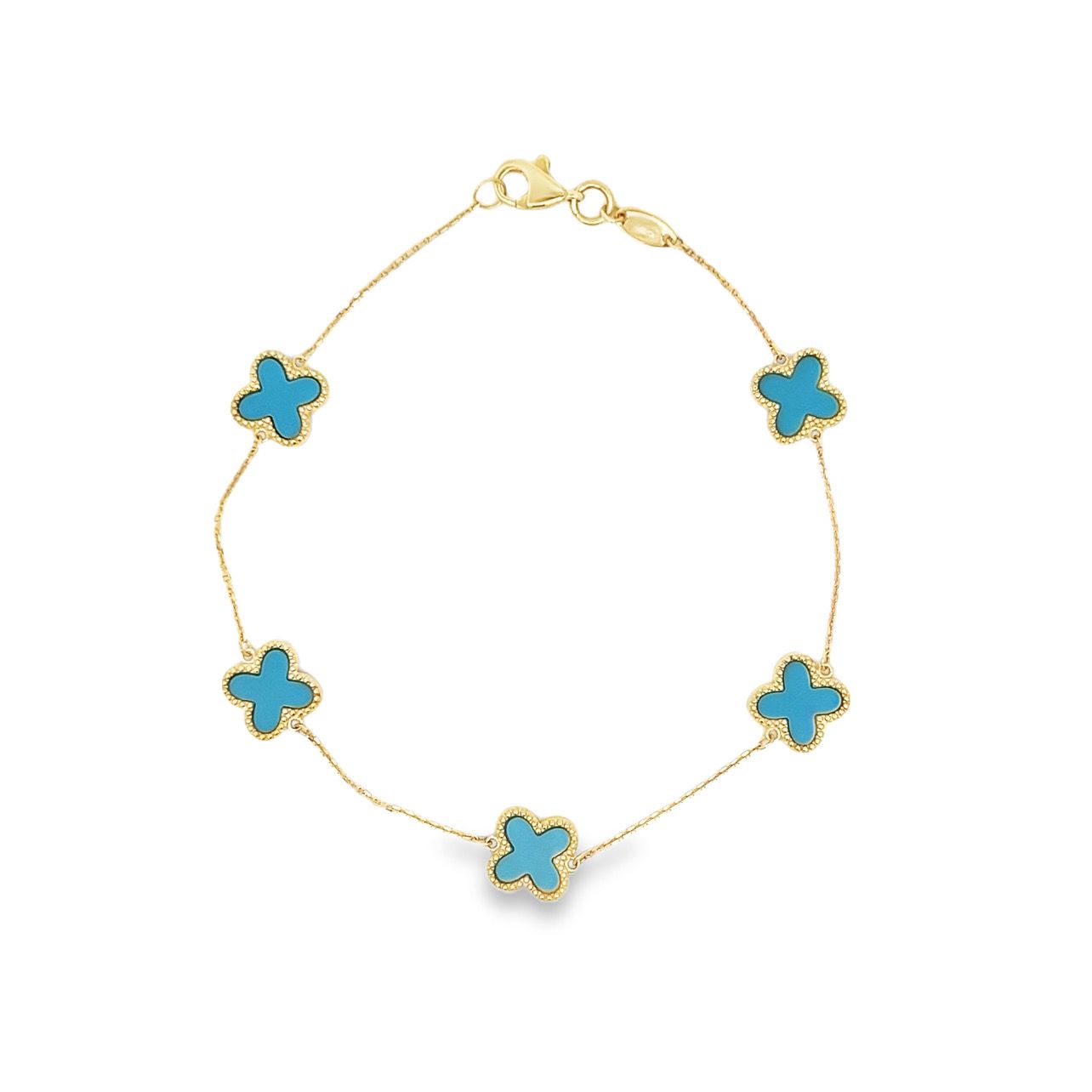 Turquoise Clover Bracelet 9 Carat Gold