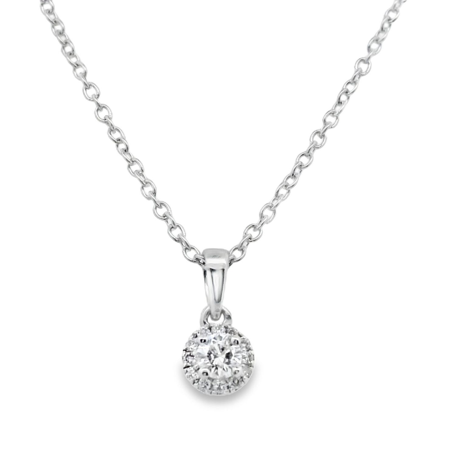 Diamond Halo Pendant 9 Carat White Gold