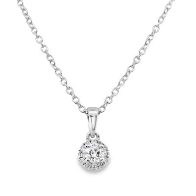 Diamond Halo Pendant 9 Carat White Gold Diamond Halo Pendant 9 Carat White Gold