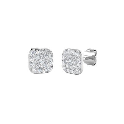 Diamond Cluster Stud Earrings 9 Carat White Gold Diamond Cluster Stud Earrings 9 Carat White Gold