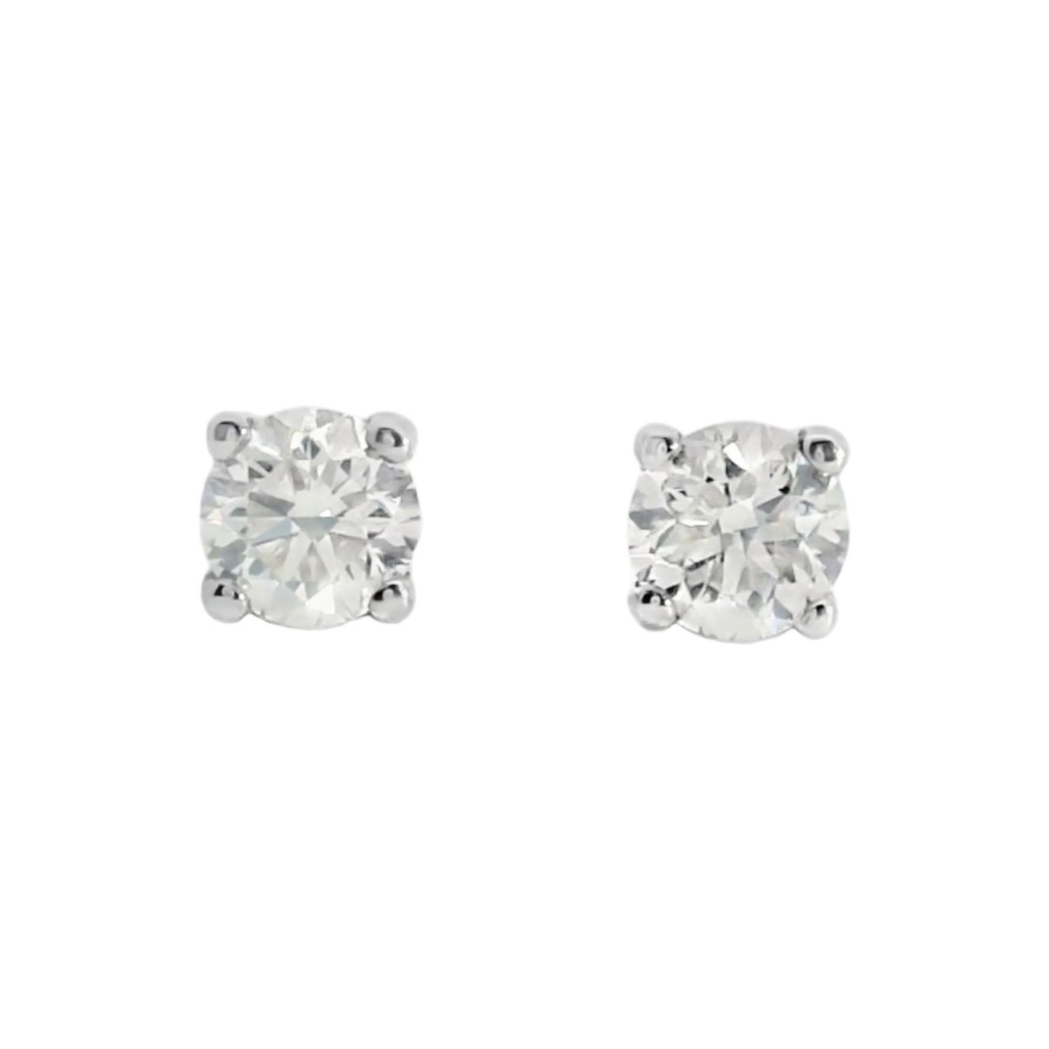 Single Stone Diamond Stud Earrings 18 Carat White Gold