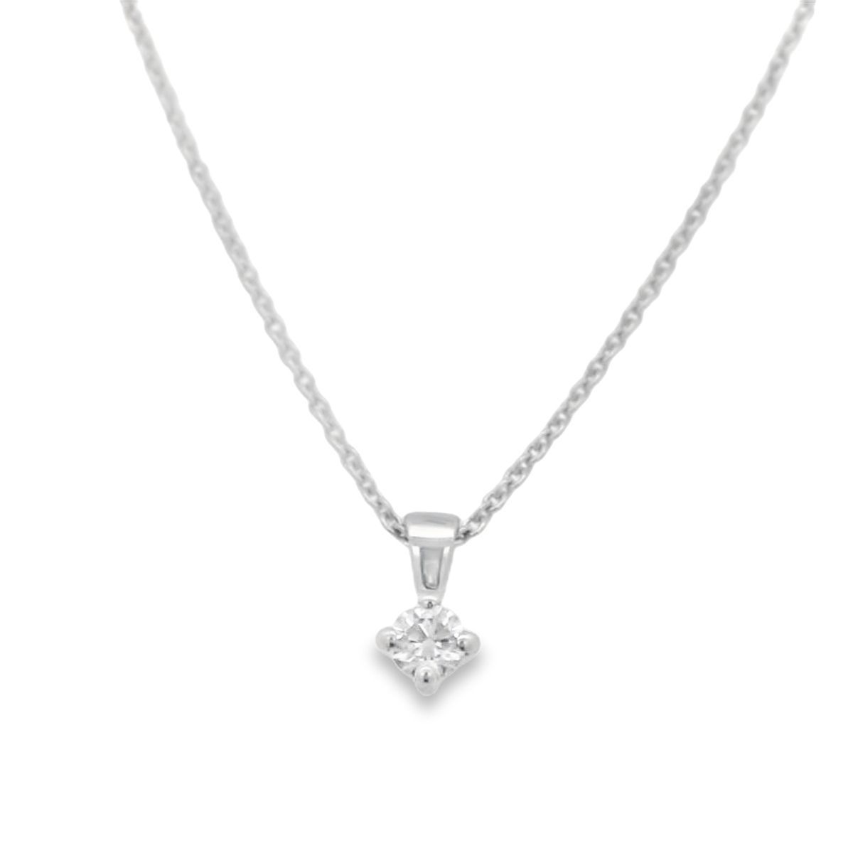 Solitaire Brilliant Cut Diamond Pendant 18 Carat White Gold