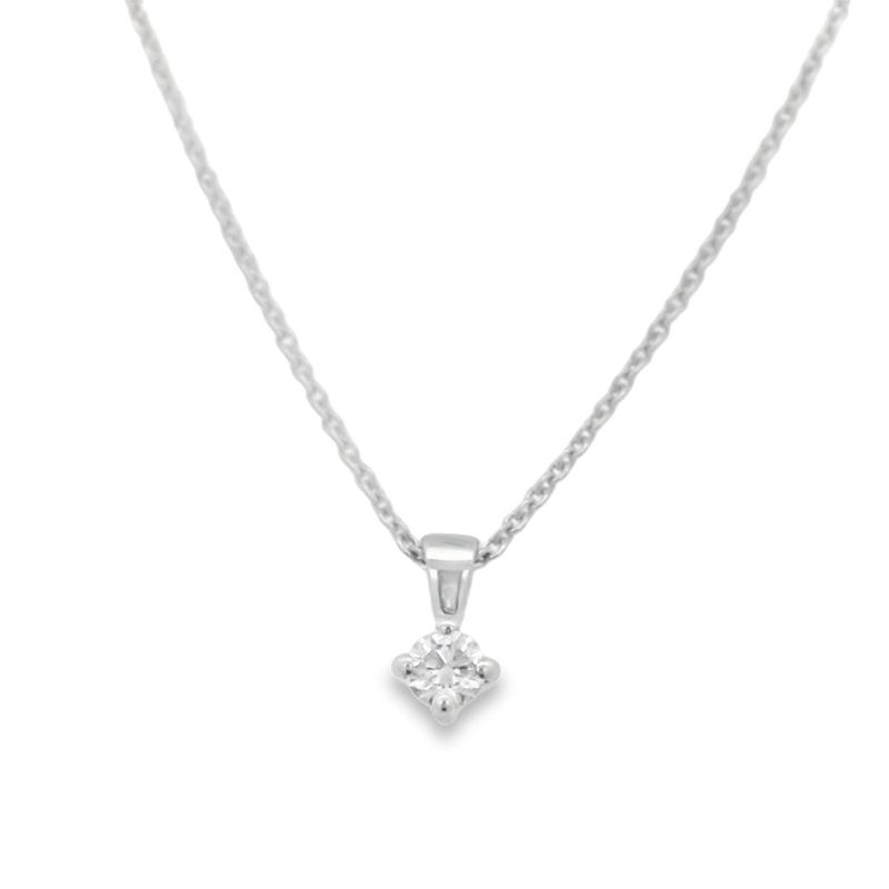 Solitaire Brilliant Cut Diamond Pendant 18 Carat White Gold