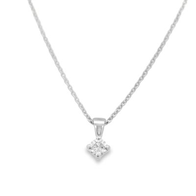 Solitaire Brilliant Cut Diamond Pendant 18 Carat White Gold