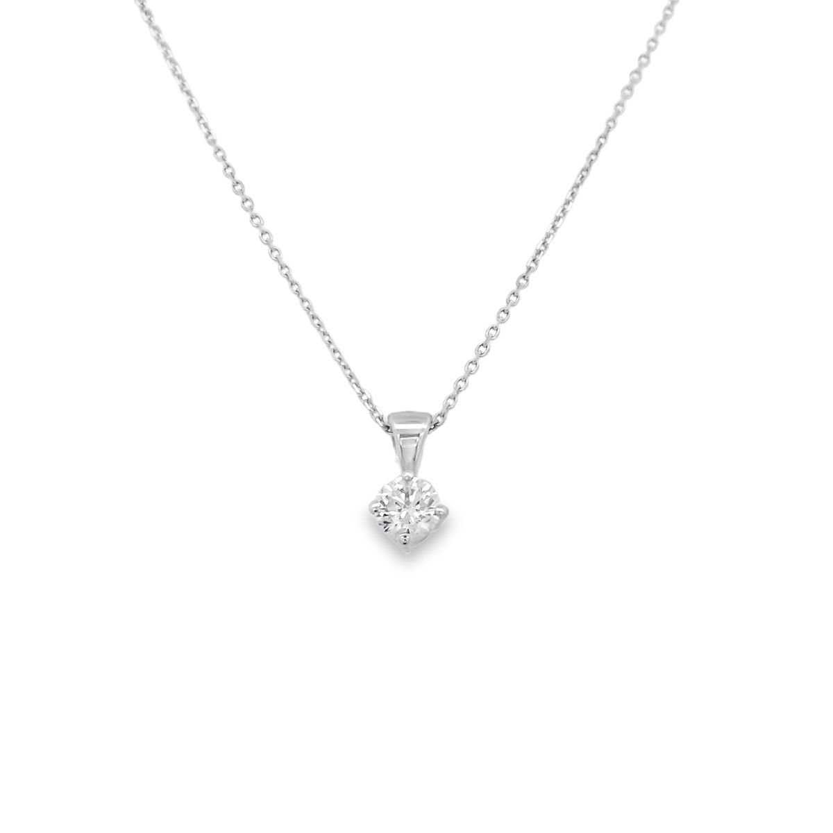 Solitaire Diamond Pendant 18 Carat White Gold