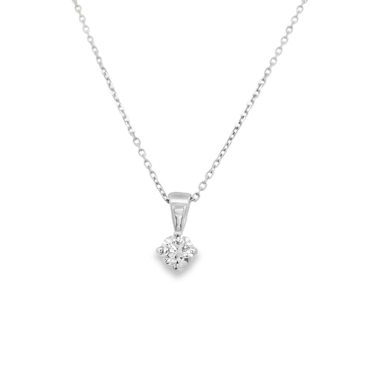 Solitaire Brilliant cut diamond Pendant 18 Carat White Gold 0.35 carat