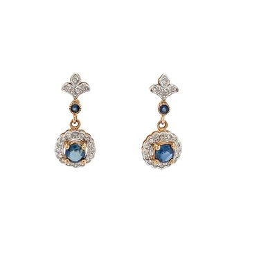 Sapphire and Diamond Drop Earrings 9 Carat Gold Sapphire and Diamond Drop Earrings 9 Carat Gold