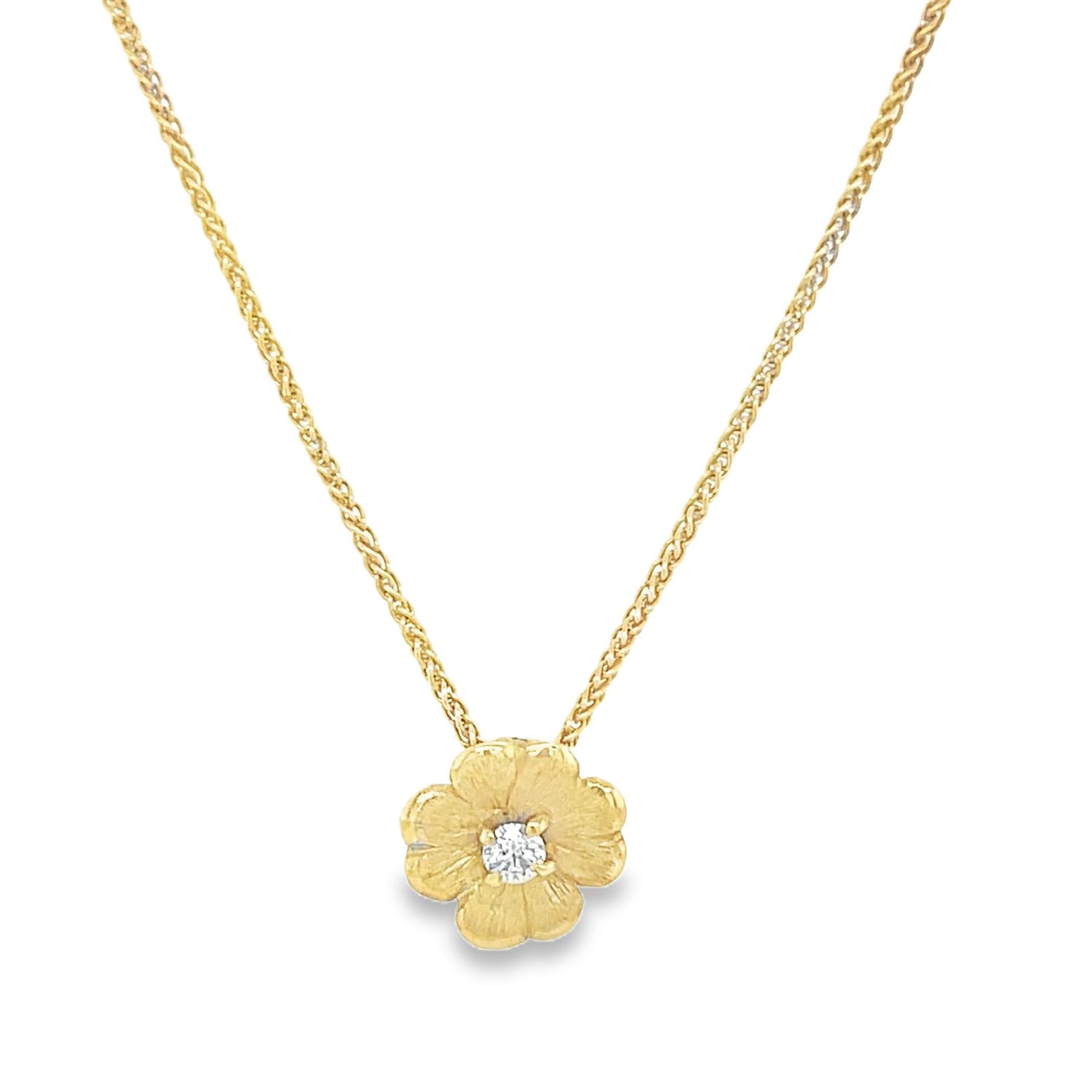 Pre-owned 18 Carat Gold Diamond Flower Pendant