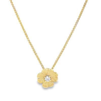 Pre-owned 18 Carat Gold Diamond Flower Pendant