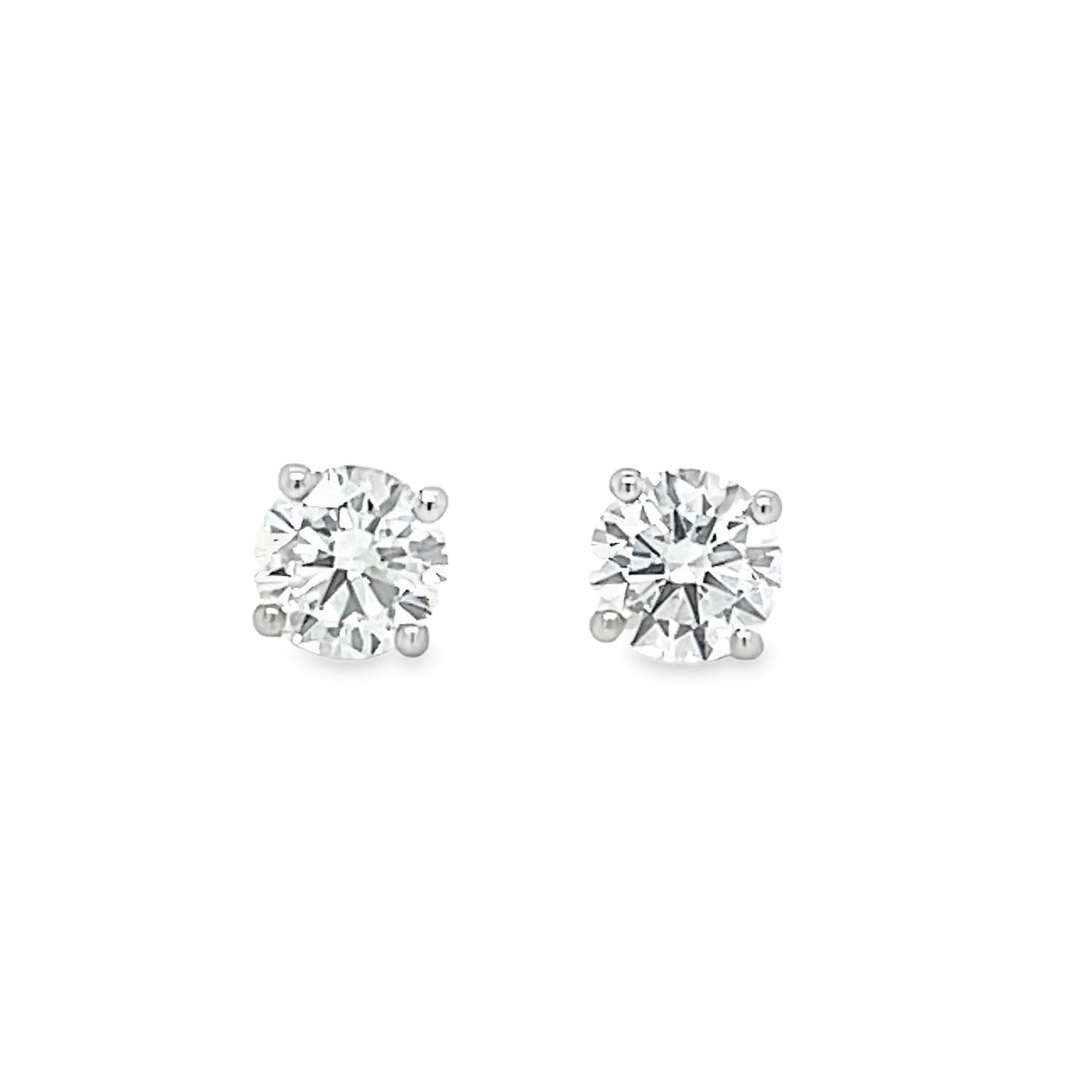 A Pair of Platinum Single Stone Lab Grown Diamond Stud Earrings 2.00 Carat D/VVS2