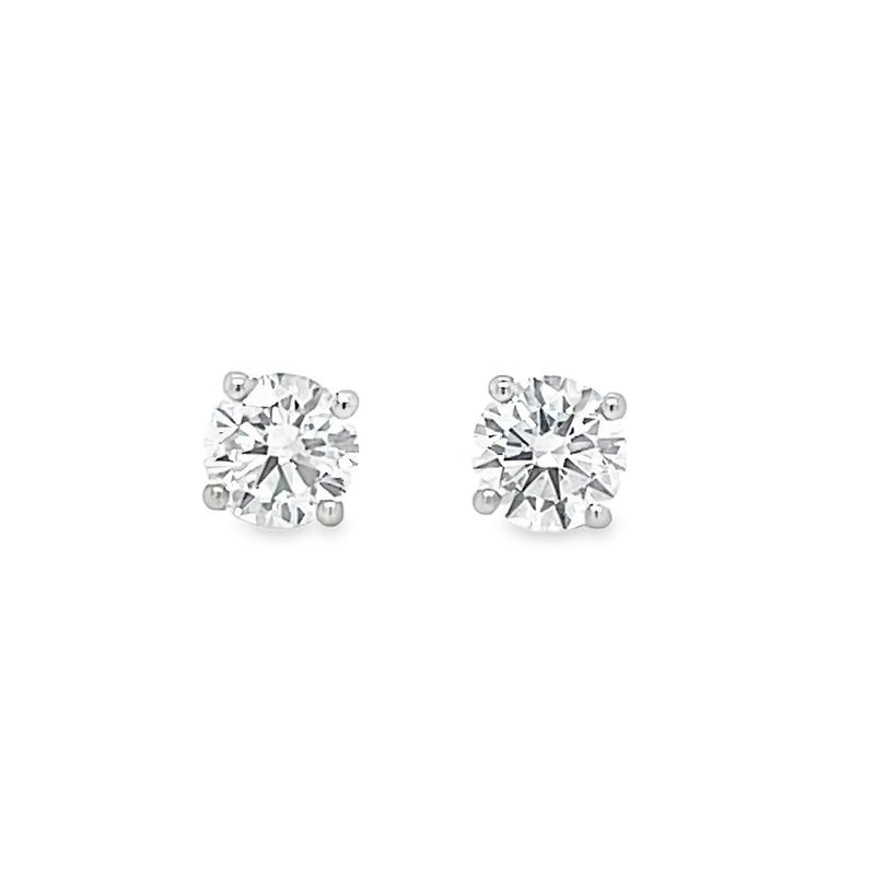A Pair of Platinum Single Stone Lab Grown Diamond Stud Earrings 2.00 Carat D/VVS2