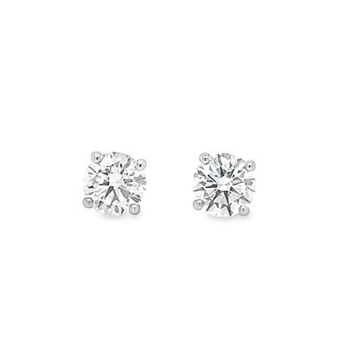 A Pair of Platinum Single Stone Lab Grown Diamond Stud Earrings 2.00 Carat D/VVS2