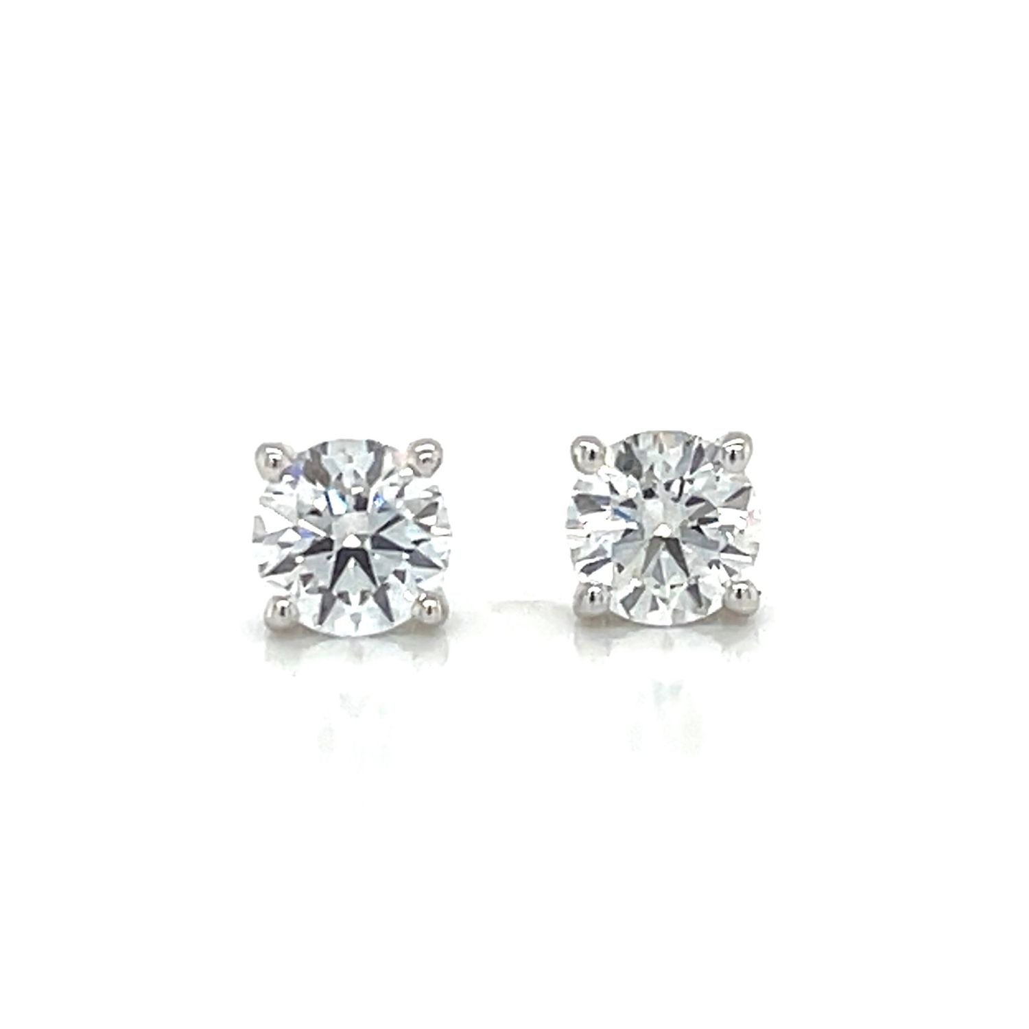 A Pair Of Lab Grown Diamond Stud Earrings 1.05 CTW 9 Carat White Gold