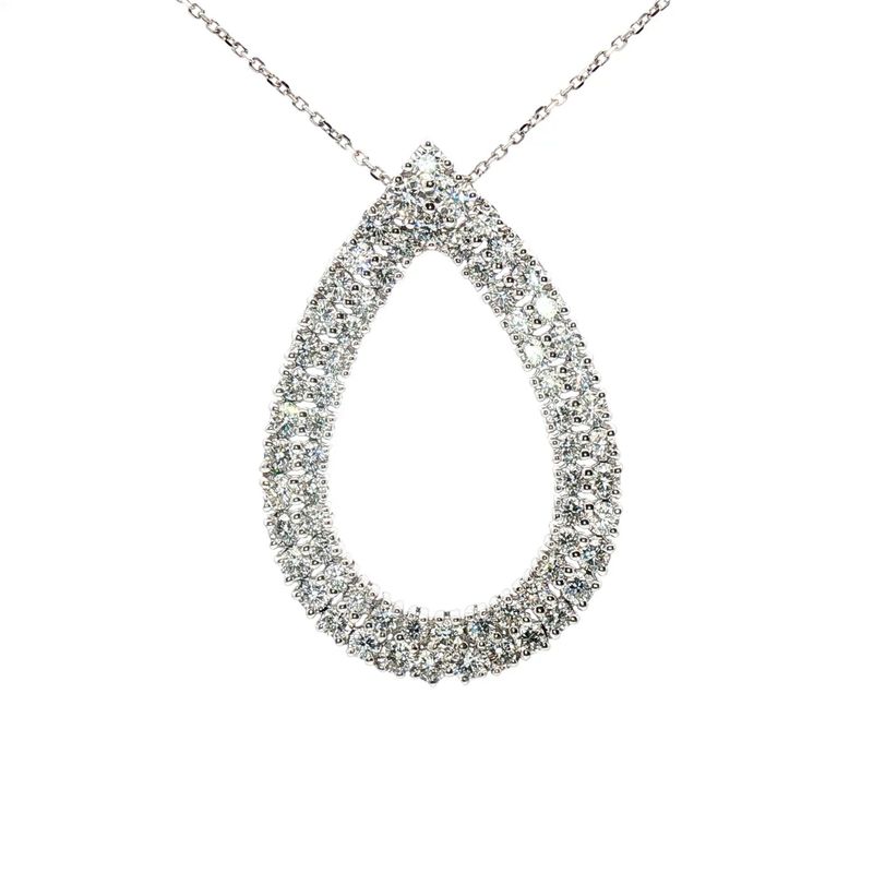 A Pear-Shaped Lab Diamond Pendant Necklace in 9 Carat White Gold