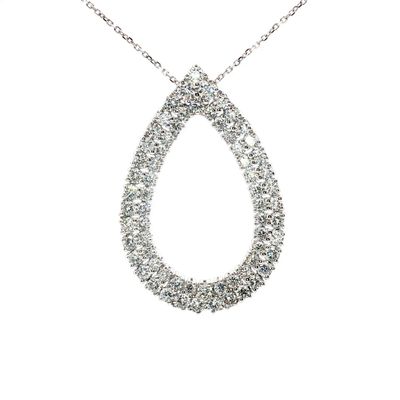 A Pear-Shaped Lab Diamond Pendant Necklace in 9 Carat White Gold