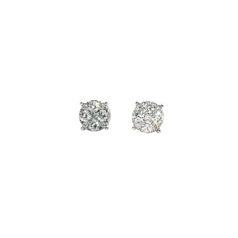 Lab Created Brilliant Cut Diamond Cluster Stud Earrings 0.43 CTW 9 Carat Gold