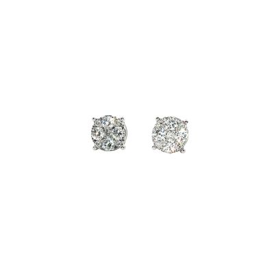 Lab Created Brilliant Cut Diamond Cluster Stud Earrings 0.43 CTW 9 Carat Gold