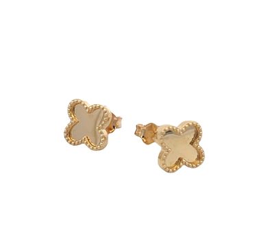 Elegant Gold Clover Earrings 9 Carat Yellow Gold 8 mm