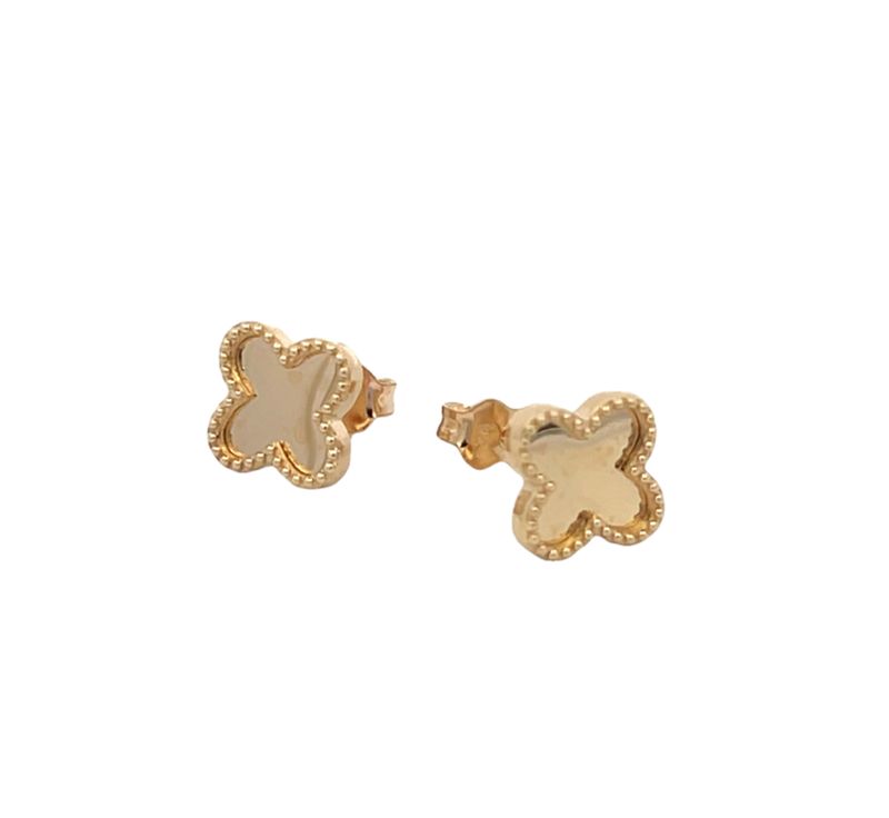 Elegant Gold Clover Earrings 9 Carat Yellow Gold 8 mm