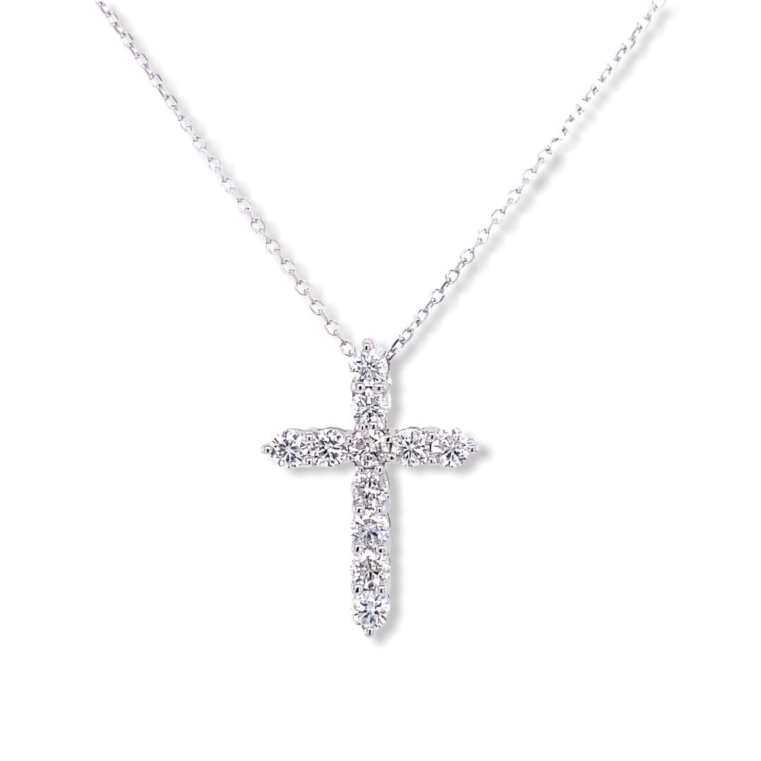 Diamond Cross Pendant 18 Carat White Gold