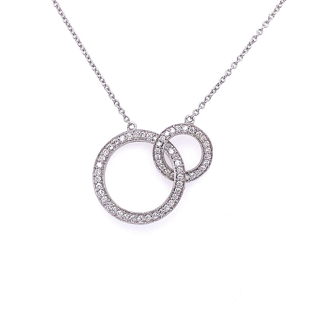 Diamond Double Halo Necklace 18 Carat White Gold