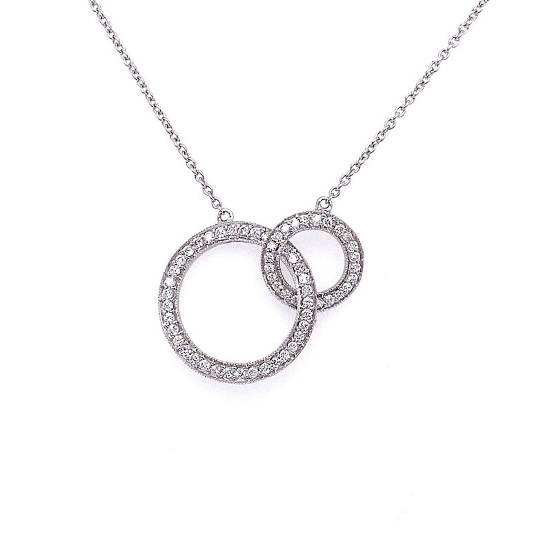 Diamond Double Halo Necklace 18 Carat White Gold Diamond Double Halo Necklace 18 Carat White Gold