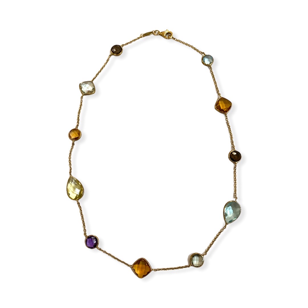 Semi Precious Stone Necklace Yellow Gold