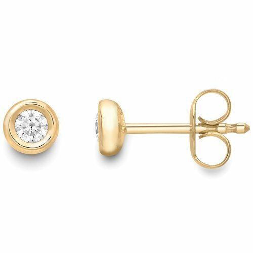 Single Stone Brilliant Cut Diamond Stud Earrings in 18 Carat Yellow Gold Single Stone Brilliant Cut Diamond Stud Earrings in 18 Carat Yellow Gold