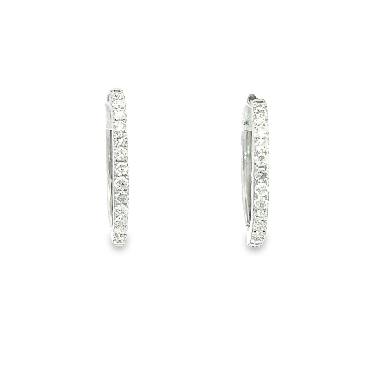 9 Carat White Gold Diamond Hoop Earrings