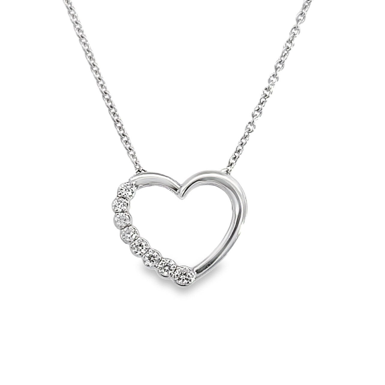 A Brilliant Cut Diamond Set Heart Pendant 18 Carat White Gold A Brilliant Cut Diamond Set Heart Pendant 18 Carat White Gold