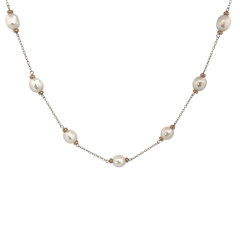 A 9 Carat Gold Cultured River Pearl Necklace