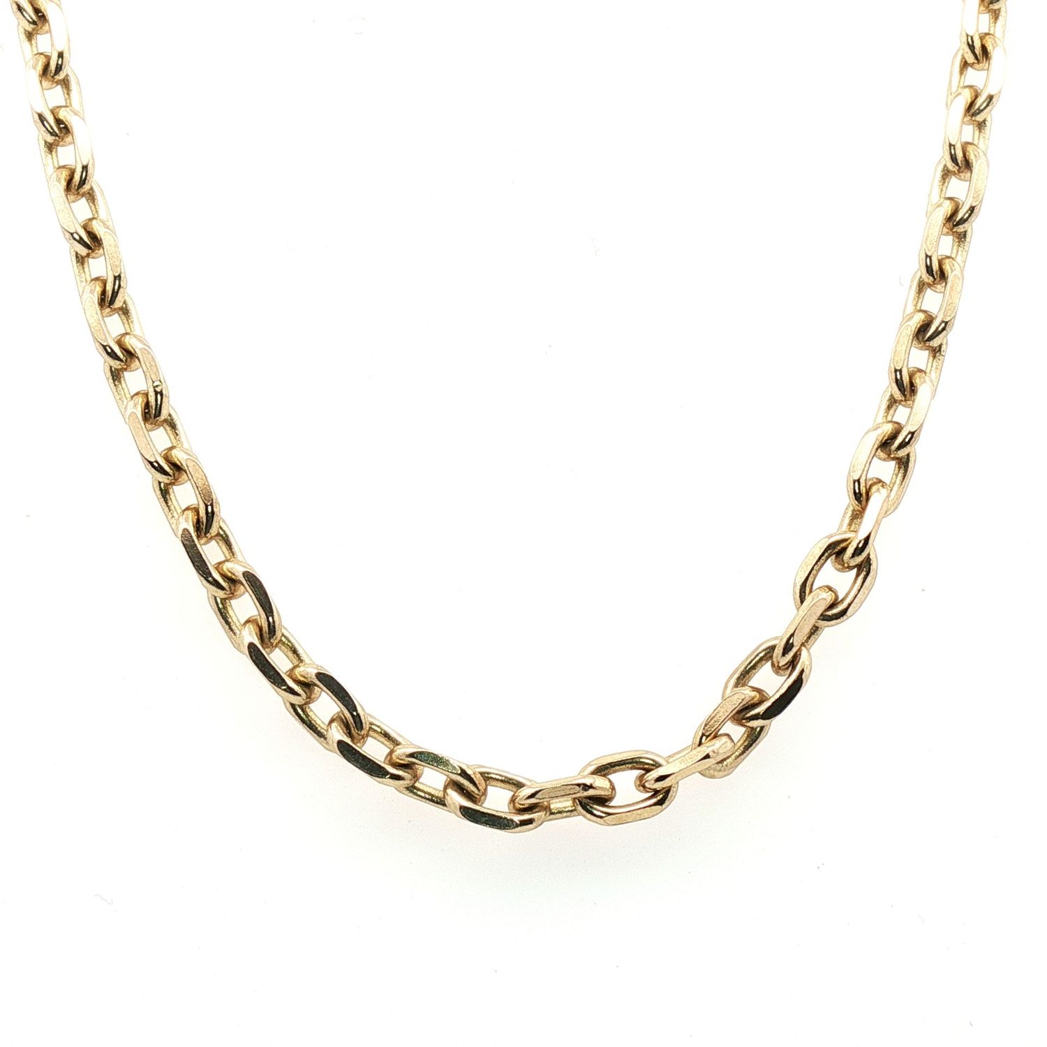 A 9 Carat Yellow Gold 16 Inch Angle Filed Trace Chain 27 Grams A 9 Carat Yellow Gold 16 Inch Angle Filed Trace Chain 27 Grams
