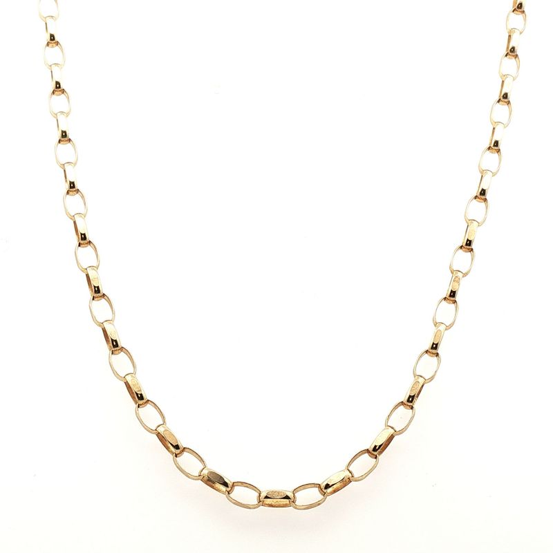 A 9 Carat Yellow Gold 22 Inch Oval Filed Belcher Link Chain Necklace