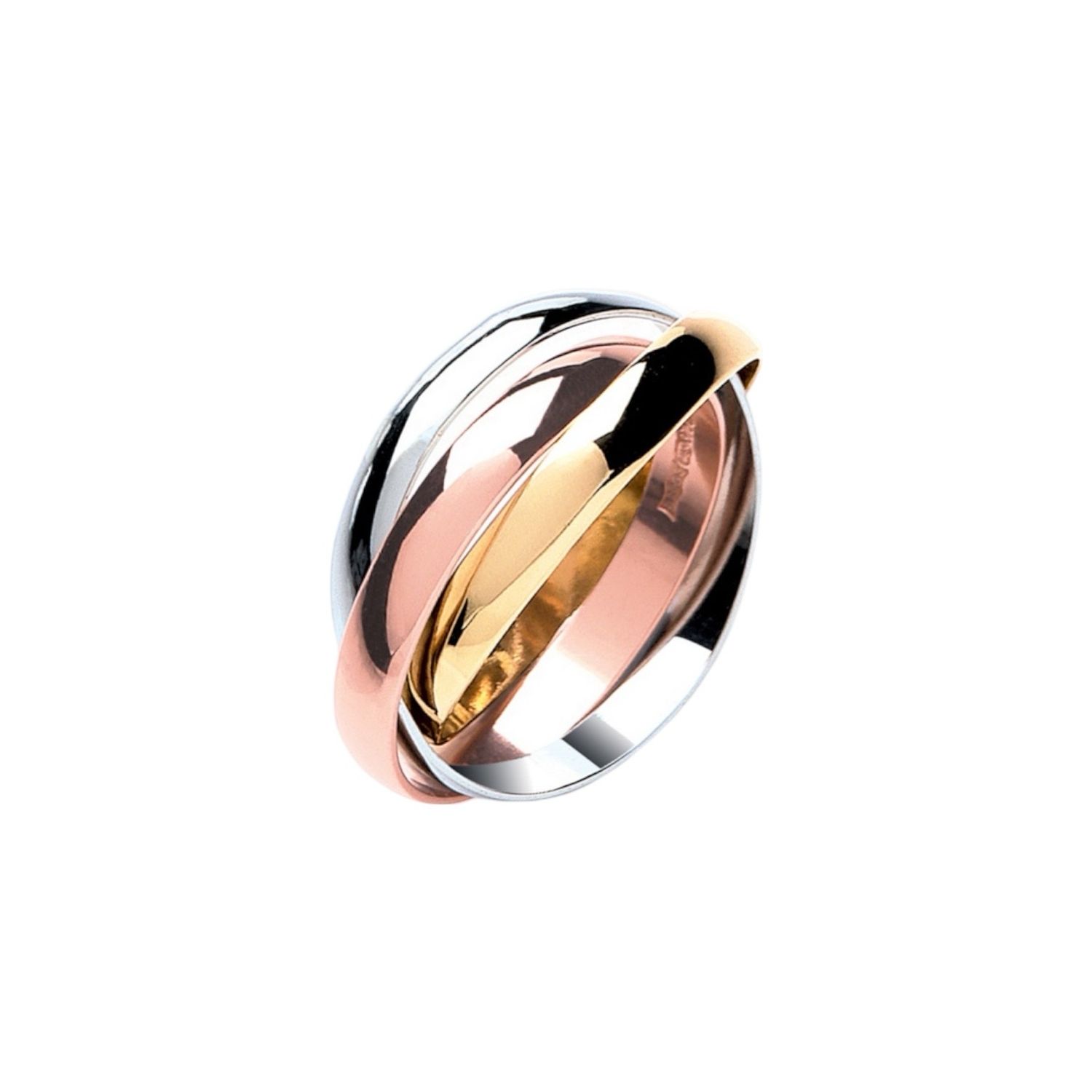 A 3mm 9 Carat Three Colour Gold Russian Wedding Ring