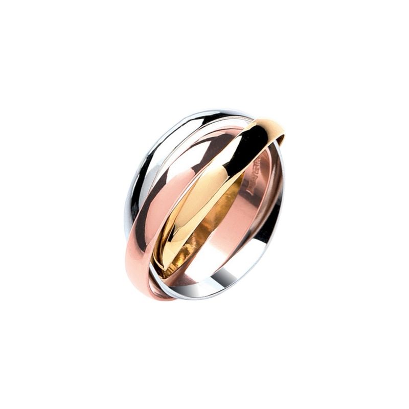 A 3mm 9 Carat Three Colour Gold Russian Wedding Ring