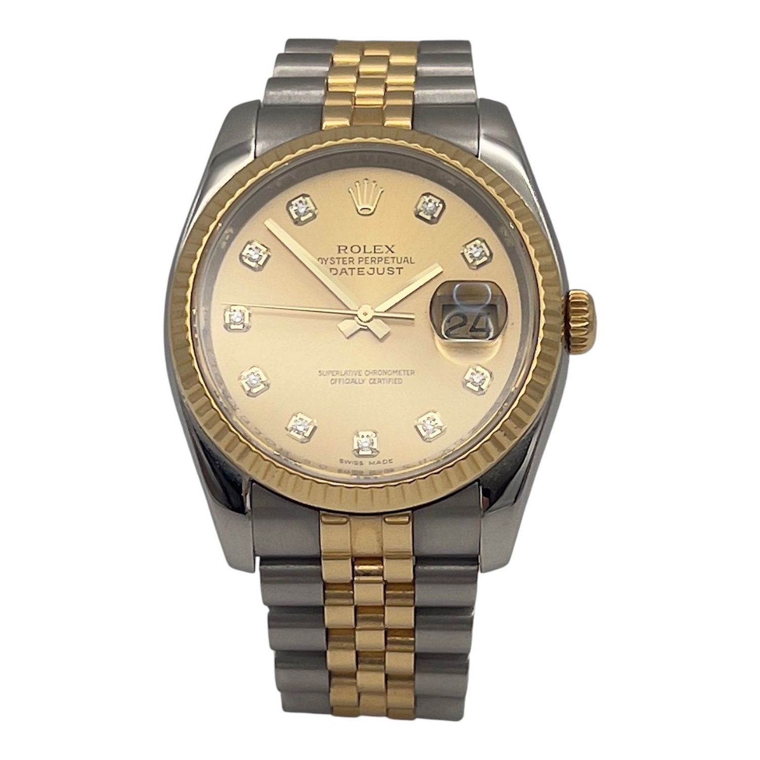 2012 Rolex DateJust 36 Steel and Yellow Gold Champagne Diamond Dial