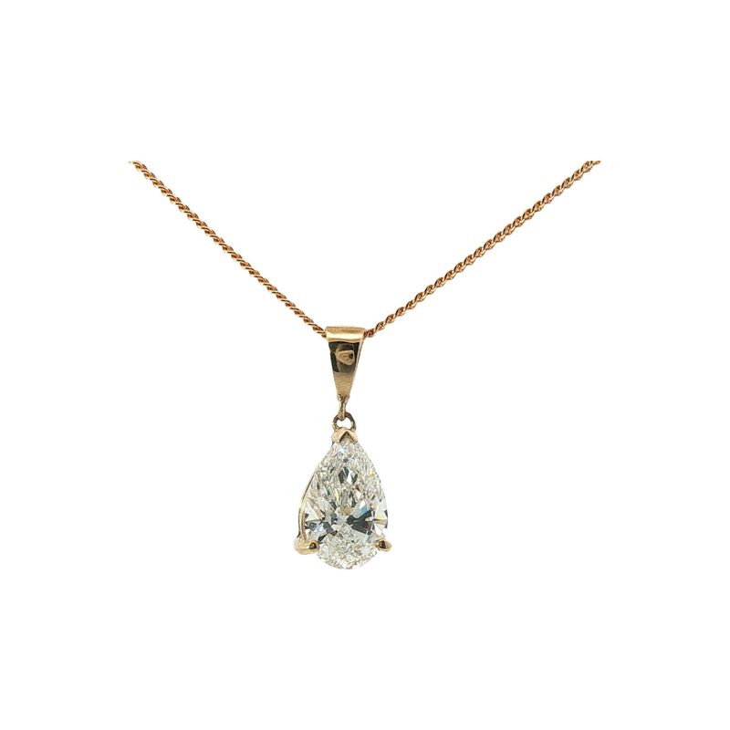 A Lab-Grown Pear Cut Diamond pendant 9 Carat Yellow gold 1.40 carat A Lab-Grown Pear Cut Diamond pendant 9 Carat Yellow gold 1.40 carat